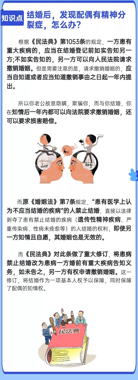 结婚后，发现配偶有精神分裂症，怎么办？